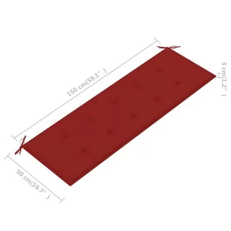 Perna pentru banca de gradina, rosu, 150 x 50 x 3 cm