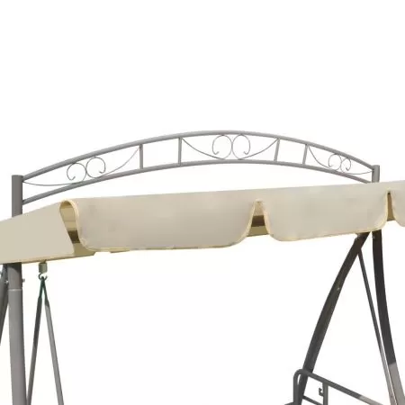 Balansoar de exterior extensibil cu copertina, alb nisipiu, 198 x 120 x 2.1 m