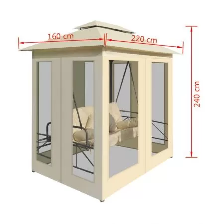 Balansoar extensibil cu pavilion, crem, 2.2 x 160 x 2.4 m