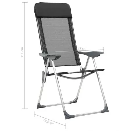Set 4 bucati scaune de camping pliante, negru, 57 x 73.5 x 111 cm