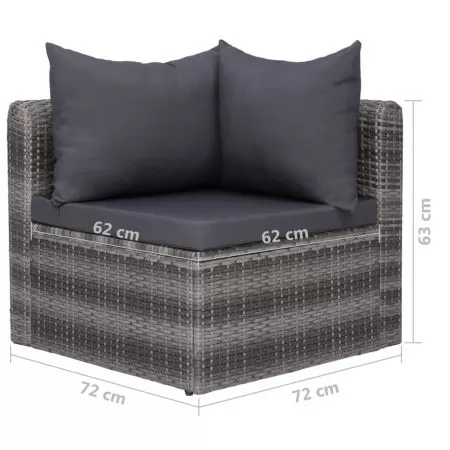 Set 2 bucati canapele de colt pentru gradina, gri, 72 x 72 x 52 cm