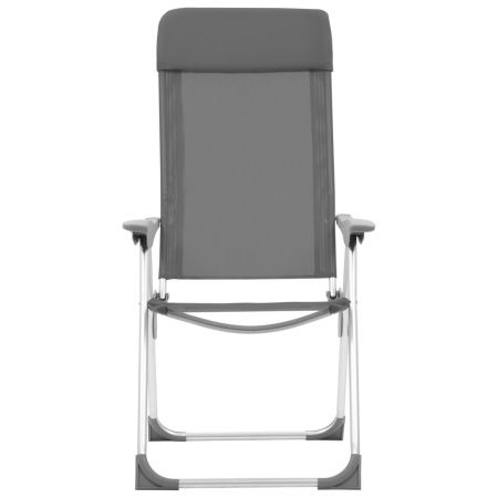 Set 4 bucati scaune de camping pliante, gri, 57 x 73.5 x 111 cm