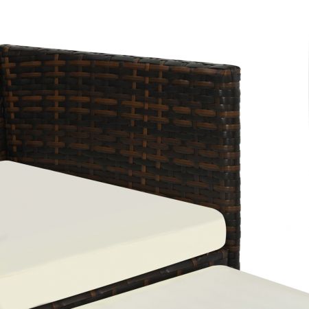 Canapea gradina cu 2 locuri cu masa & taburete, maro, 152 x 152 x 85 cm