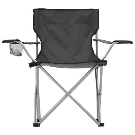 Set masa si scaune de camping, 3 piese, gri, 85 x 45 x 80 cm