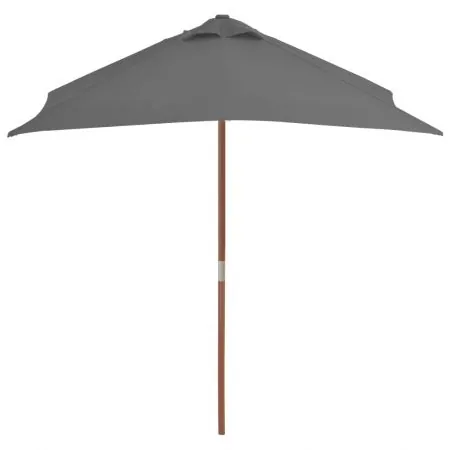 Umbrelă de soare, exterior, stâlp lemn, 150x200 cm, antracit