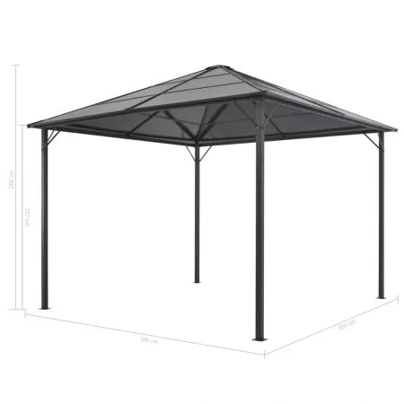 Pavilion cu acoperis, negru, 3 x 3 m