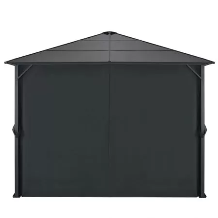 Pavilion cu perdea, negru, 3 x 3 m