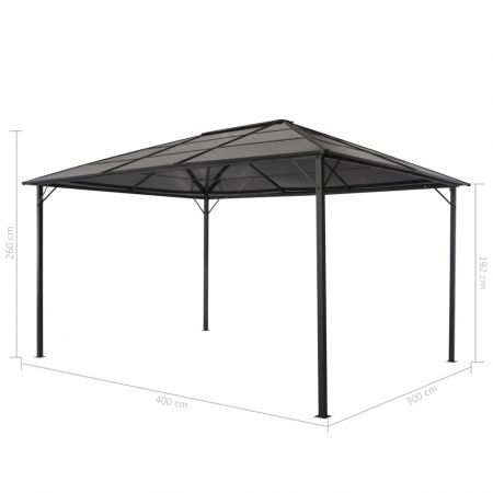 Pavilion cu acoperis, negru, 4 x 3 m