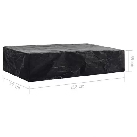 Husa sezlong de gradina, negru, 218 x 77 x 55 cm