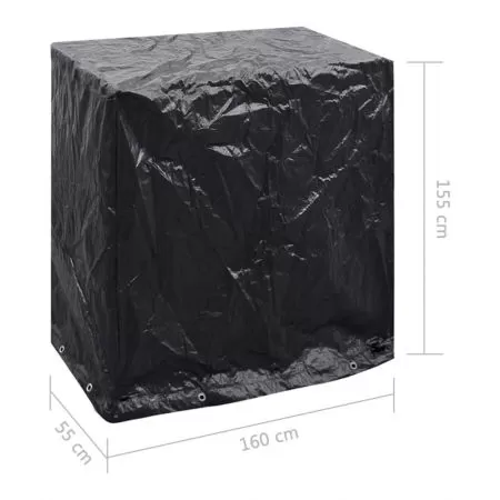 Husa mobilier gradina masa tenis 2 buc, negru, 160 x 55 x 182 cm