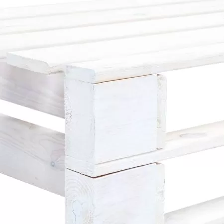 Banca de colt din paleti de gradina, alb, 110 x 65 x 55 cm