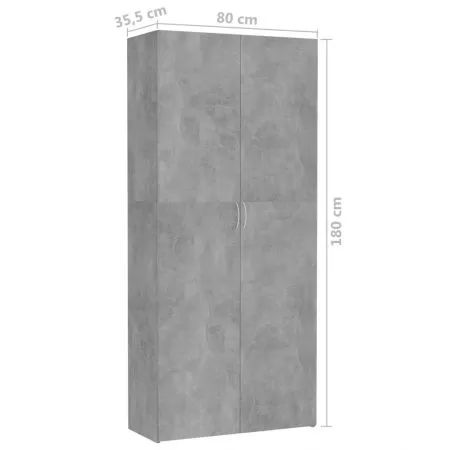 Dulap de depozitare, gri beton, 80 x 35.5 x 180 cm