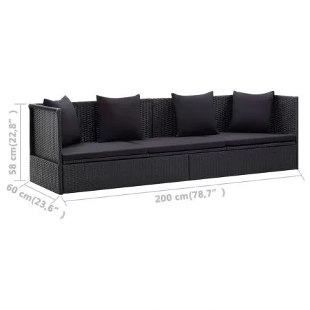 Canapea de exterior cu perne, negru