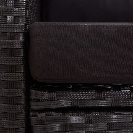 Canapea de gradina cu 2 locuri cu perne, negru, 124 x 68 x 77 cm