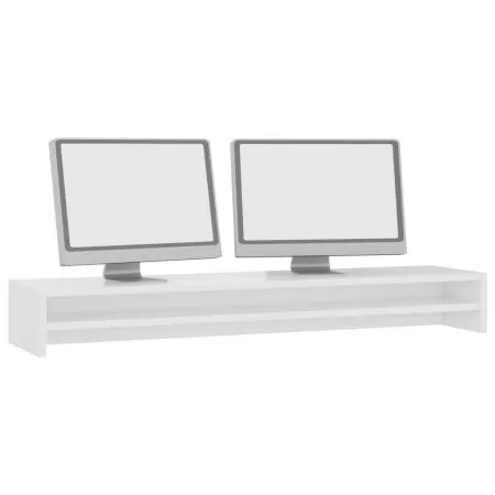 Suport monitor, alb foarte lucios, 100 x 24 x 13 cm, PAL