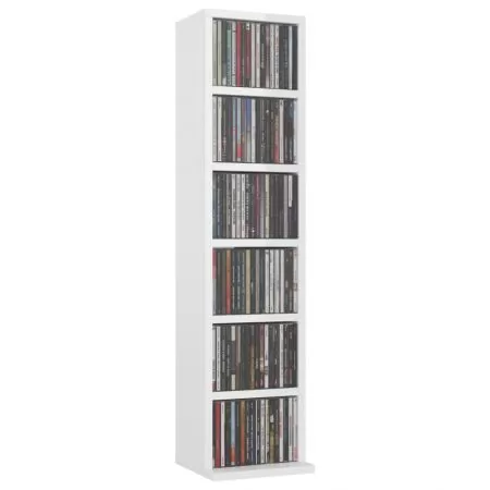 Dulap CD-uri, alb lucios, 21 x 20 x 88 cm