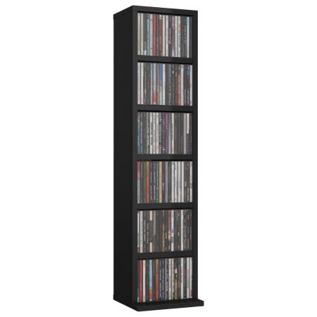 Dulap CD-uri, negru lucios, 21 x 20 x 88 cm