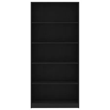 Biblioteca cu 5 rafturi, negru, 80 x 24 x 175 cm