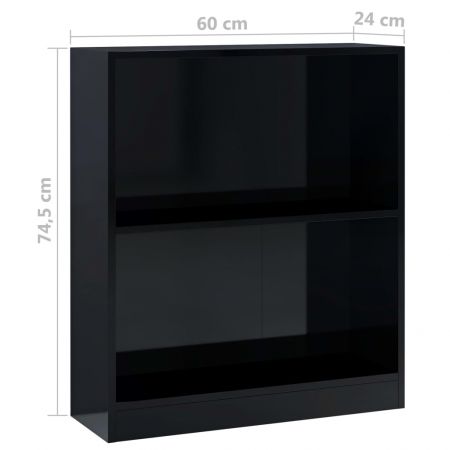 Biblioteca, negru lucios, 60 x 24 x 74.5 cm
