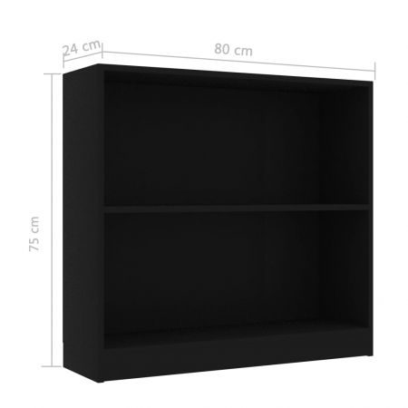 Bibliotecă, negru, 80 x 24 x 75 cm, PAL