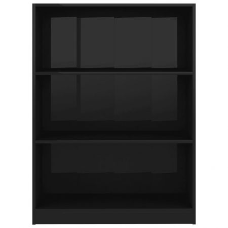 Bibliotecă, negru lucios, 80 x 24 x 108 cm, PAL