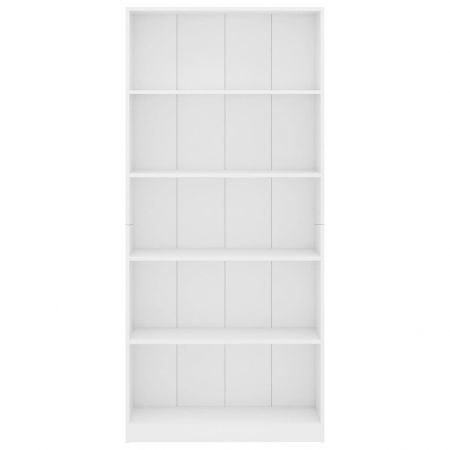 Bibliotecă cu 5 rafturi, alb, 80 x 24 x 175 cm, PAL