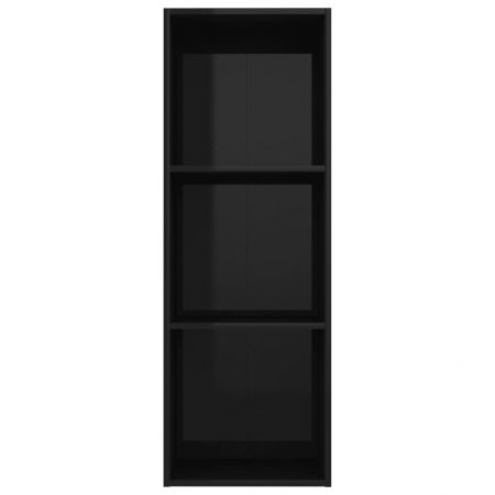 Bibliotecă cu 3 rafturi, negru extralucios, 40x30x114 cm, PAL