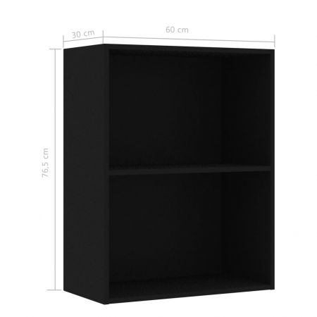 Biblioteca cu 2 rafturi, negru, 60 x 30 x 76.5 cm