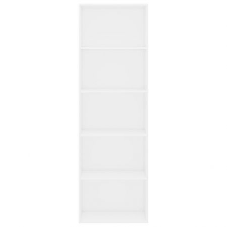 Bibliotecă cu 5 rafturi, alb, 60 x 30 x 189 cm, PAL
