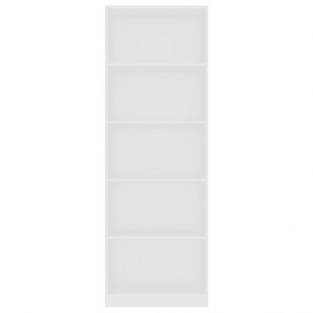 Bibliotecă cu 5 rafturi, alb, 60 x 24 x 175 cm, PAL