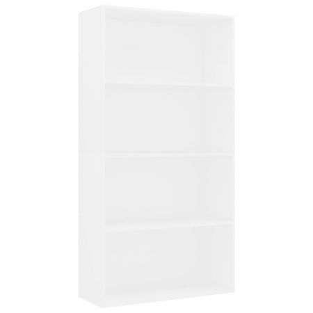 Bibliotecă cu 4 rafturi, alb, 80 x 30 x 151,5 cm, PAL