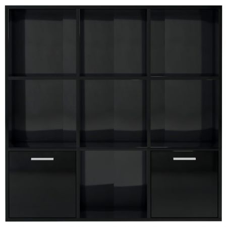 Bibliotecă, negru extralucios, 98 x 30 x 98 cm, PAL