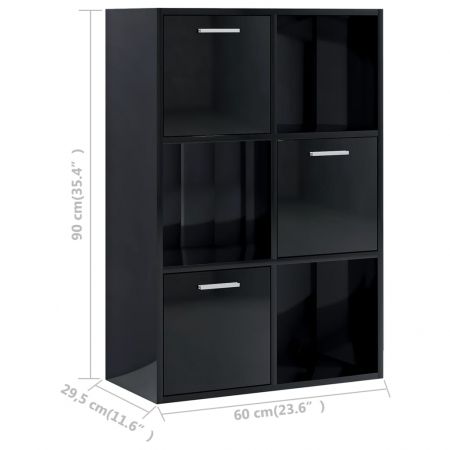 Dulap de depozitare, negru extralucios, 60 x 29.5 x 90 cm, PAL