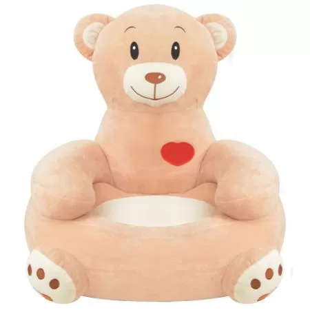 Scaun din plus pentru copii cu model urs, maro
