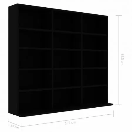 Dulap pentru CD-uri, negru, 102 x 23 x 89.5 cm