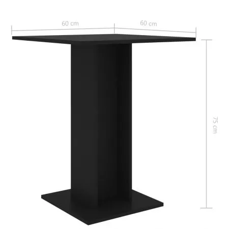 Masa de bistro, negru, 60 x 75 cm
