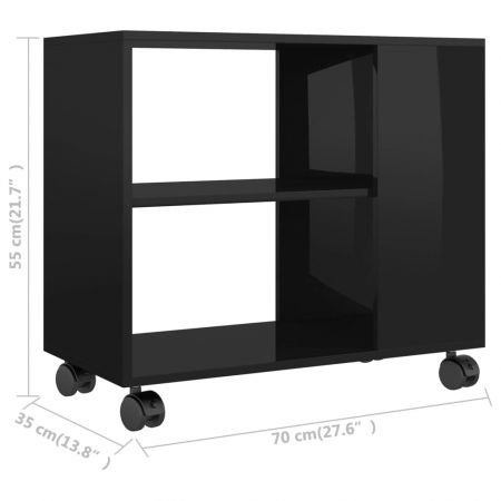 Masa laterala, negru lucios, 35 x 55 cm