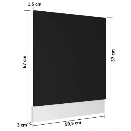 Panou masina de spalat vase, negru, 59.5 x 3 x 67 cm
