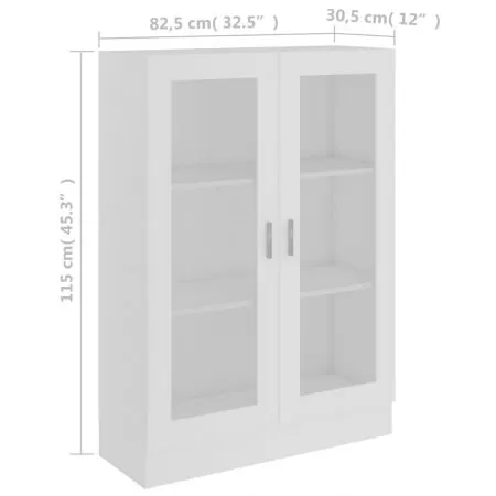 Dulap cu vitrina, alb, 82.5 x 30.5 x 115 cm
