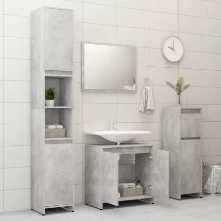 Set mobilier de baie, gri beton