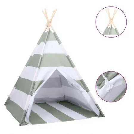 Cort de copii teepee cu geanta, dungi gri, 120 x 120 x 150 cm