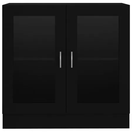 Dulap cu vitrina, negru, 82.5 x 30.5 x 80 cm