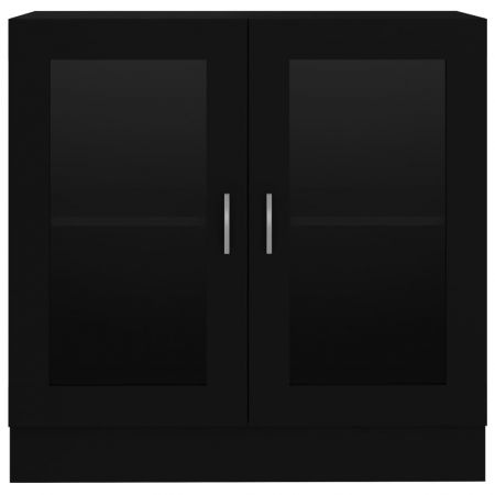 Dulap cu vitrină, negru, 82.5 x 30.5 x 80 cm, PAL