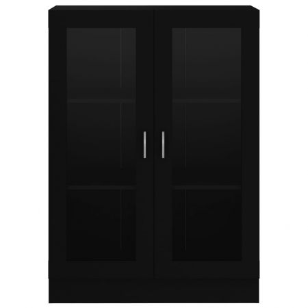 Dulap cu vitrină, negru, 82.5 x 30.5 x 115 cm, PAL