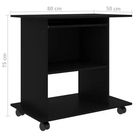 Birou de calculator, negru, 80 x 50 x 75 cm