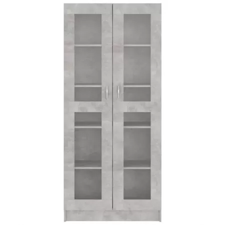 Dulap cu vitrina, gri beton, 82.5 x 30.5 x 185.5 cm