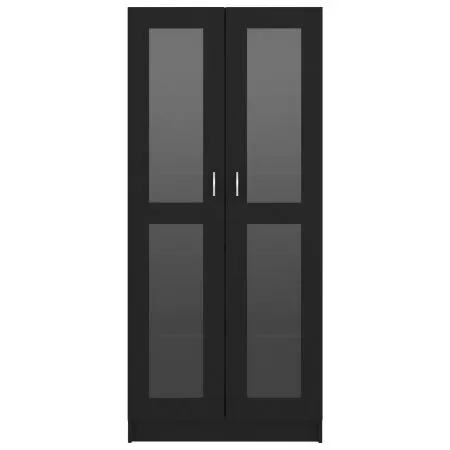 Dulap cu vitrina, negru, 82.5 x 30.5 x 185.5 cm