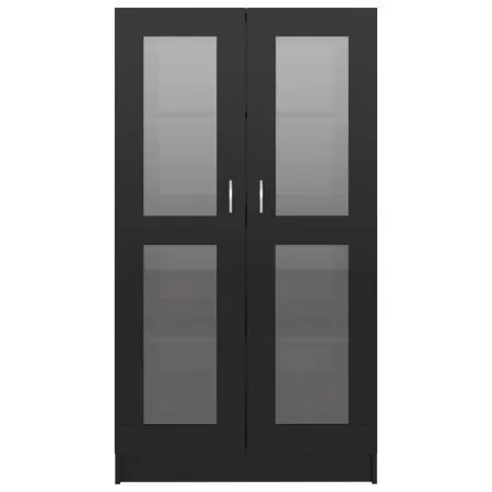Dulap cu vitrina, negru lucios, 82.5 x 30.5 x 150 cm