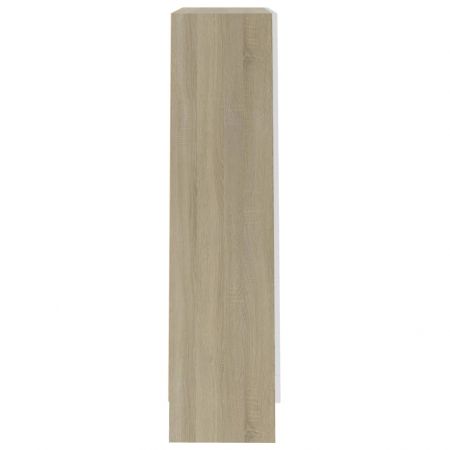 Dulap cu vitrină, alb&stejar Sonoma, 82.5 x 30.5 x 115 cm, PAL