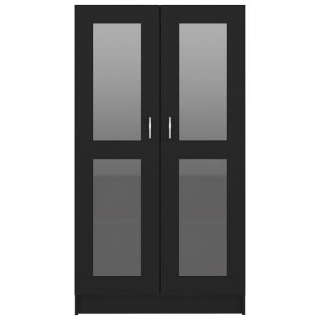 Dulap cu vitrină, negru, 82.5 x 30.5 x 150 cm, PAL